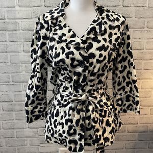 Cato Leopard Front Tie Jacket Large
